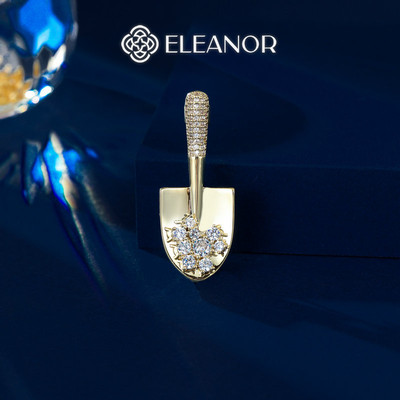 Ghim cài áo nam nữ Eleanor Accessories hình xẻng đính đá trâm cài lấp lánh phụ kiện thời trang 7279