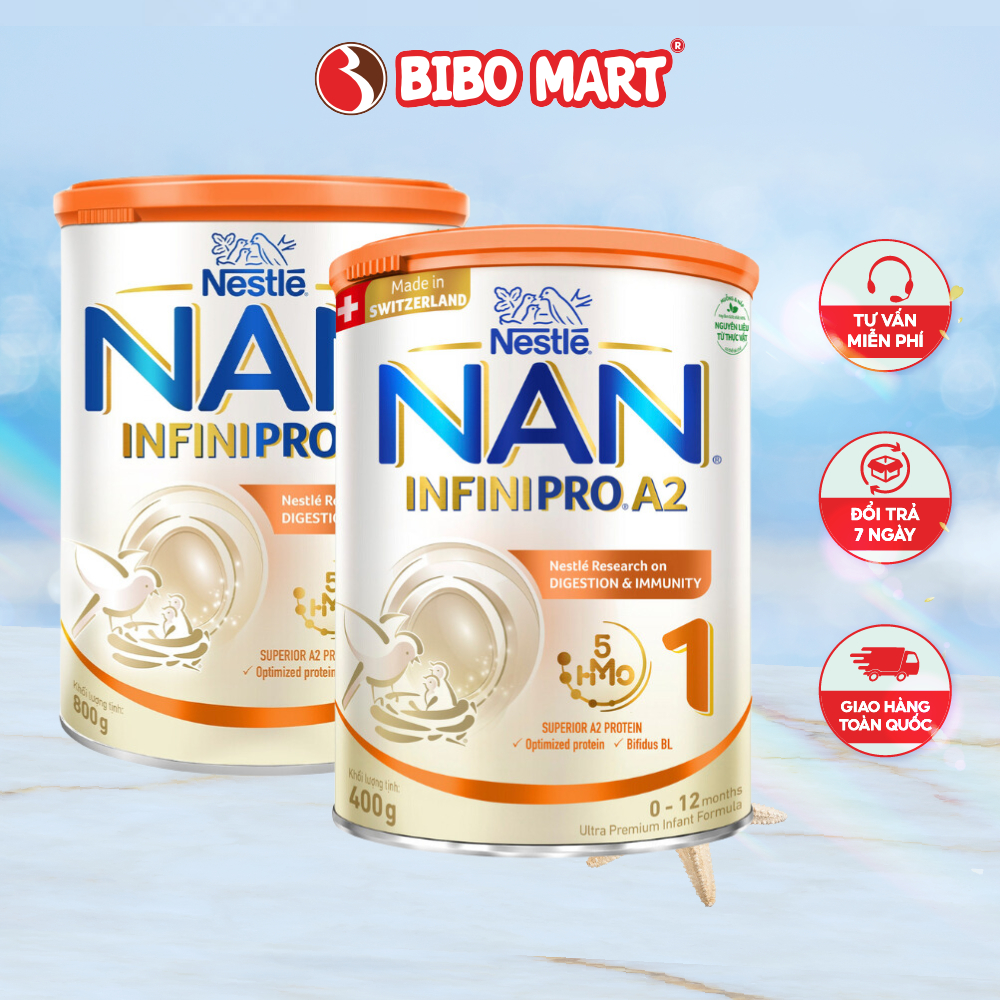 Sữa Bột Nestlé NAN INFINIPRO A2 Từ Thụy Sĩ Hỗ Trợ Phát Triển Khỏe Mạnh Cho Bé Số 1 Từ 0 1 Tuổi 400g 800g - Bibo Mart