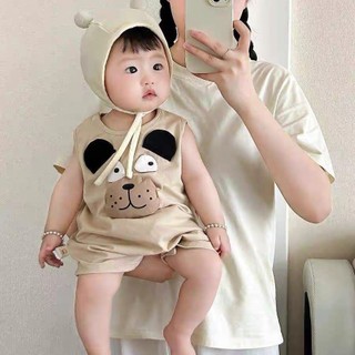 Sale body coton hình heo kèm mũ cho bé sơ sinh