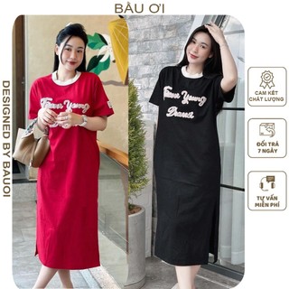 ĐẦM VÁY PHÔNG MÙA HÈ CỔ TRÒN DÁNG SUÔNG DÀI HỌA TIẾT CHỮ CỰC XINH V750 - VÁY CỘC TAY MÙA HÈ MẶC ĐI LÀM ĐI CHƠI XINH