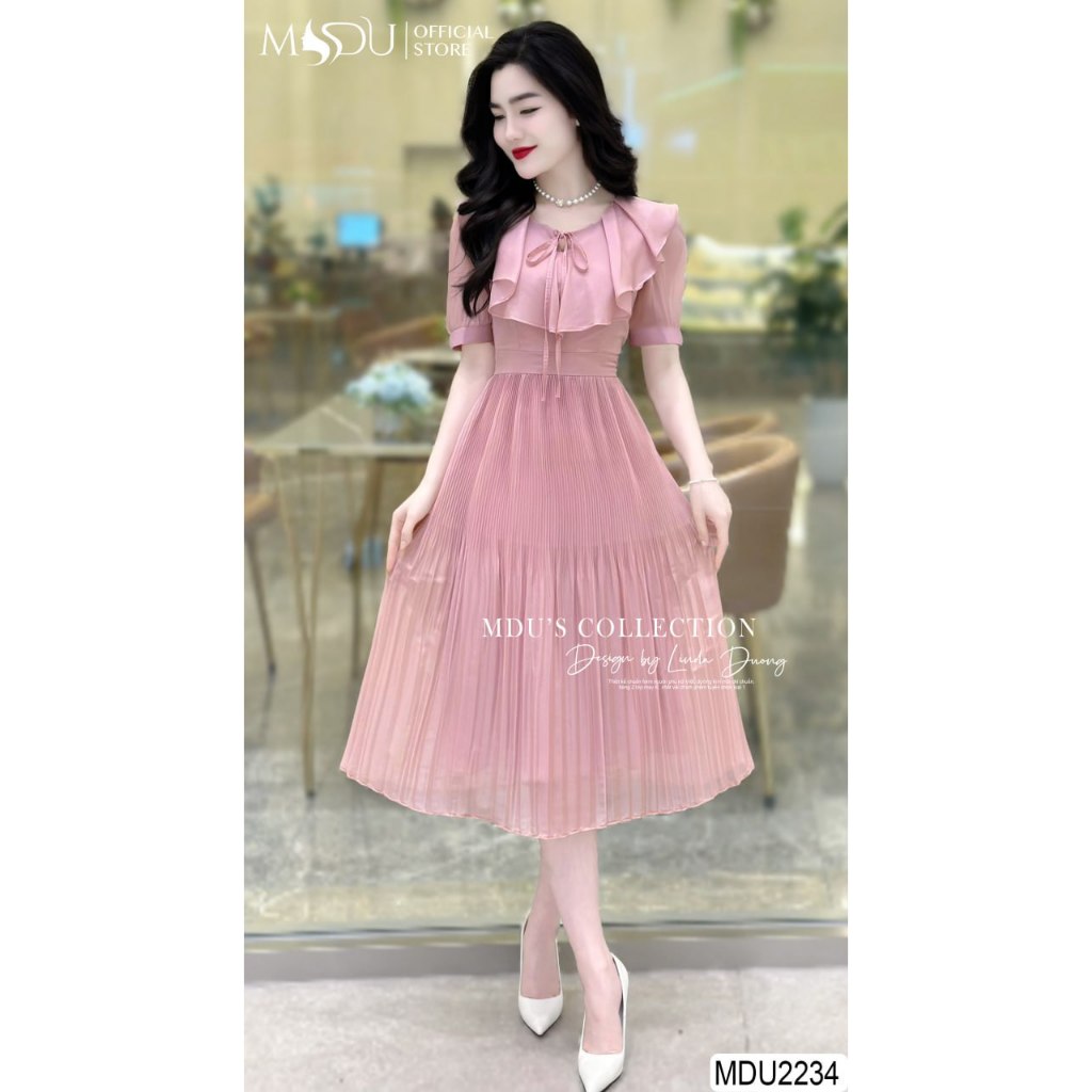 Váy Tơ Óng MDU2234 Gam Màu Hồng Pastel Thiết Kế Chiết Eo Và Dập Ly Từ MDU K64-D2-3 | BigBuy360 - bigbuy360.vn