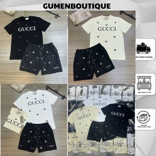  Bộ Quần Áo Nam Cộc Tay GC In Chữ Mặt Trước Phối Hình Ong Cực Nét - Bộ Cộc Tay Nam Gu Chì In Chữ Thêu Hình Ong Đẹp