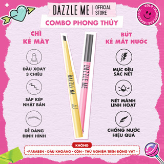 DAZZLE ME Combo Phong Thủy 2 Món: Bút Kẻ Mắt Dạng Lỏng Không Thấm Nước + Chì Kẻ Mày 2 Đầu Lâu Trôi Không Lem Chống Nước