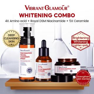 VIBRANT GLAMOUR Tinh chất Niacinamide + Kem + Sữa rửa mặt Bộ chăm sóc da nhạy cảm Sửa chữa làm trắng Dưỡng ẩm
