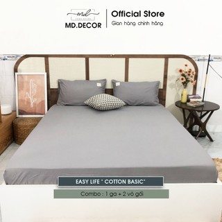 Bộ ga vỏ gối cotton tici  MD.decor - Chăn ga gối miễn phí bo chun drap nệm kích thước m2, m4, m6, m8