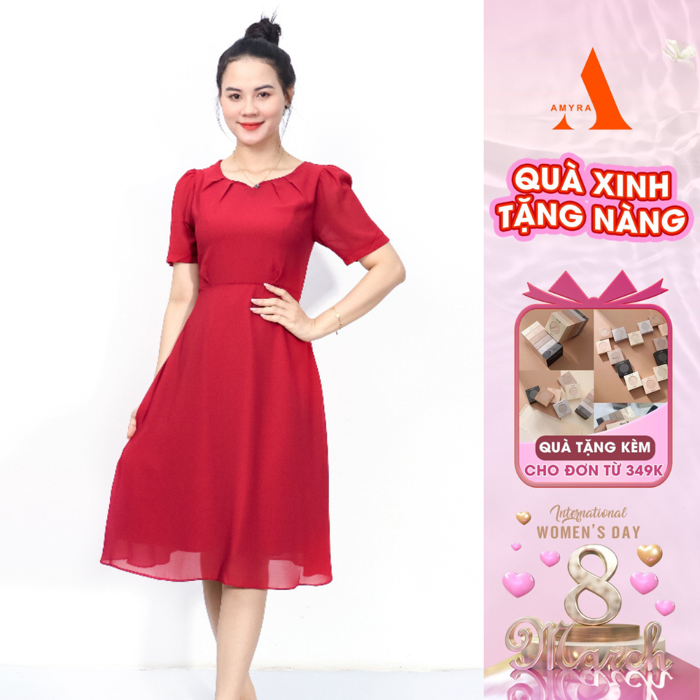 Đầm trung niên cho mẹ dự tiệc sang trọng bigsize AMYRA ,thiết kế dáng dài 2 lớp vải voan cao cấp che khuyết điểm DA149