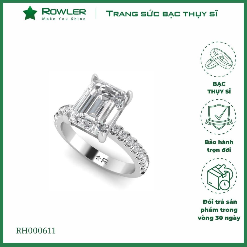 [ MẪU ĐẶC SẮC] NhẫnSolitaire bạc Thụy Sĩ 925 cao cấp đính đá Moissanite chữ nhật Radiant cut 8*6 ly 