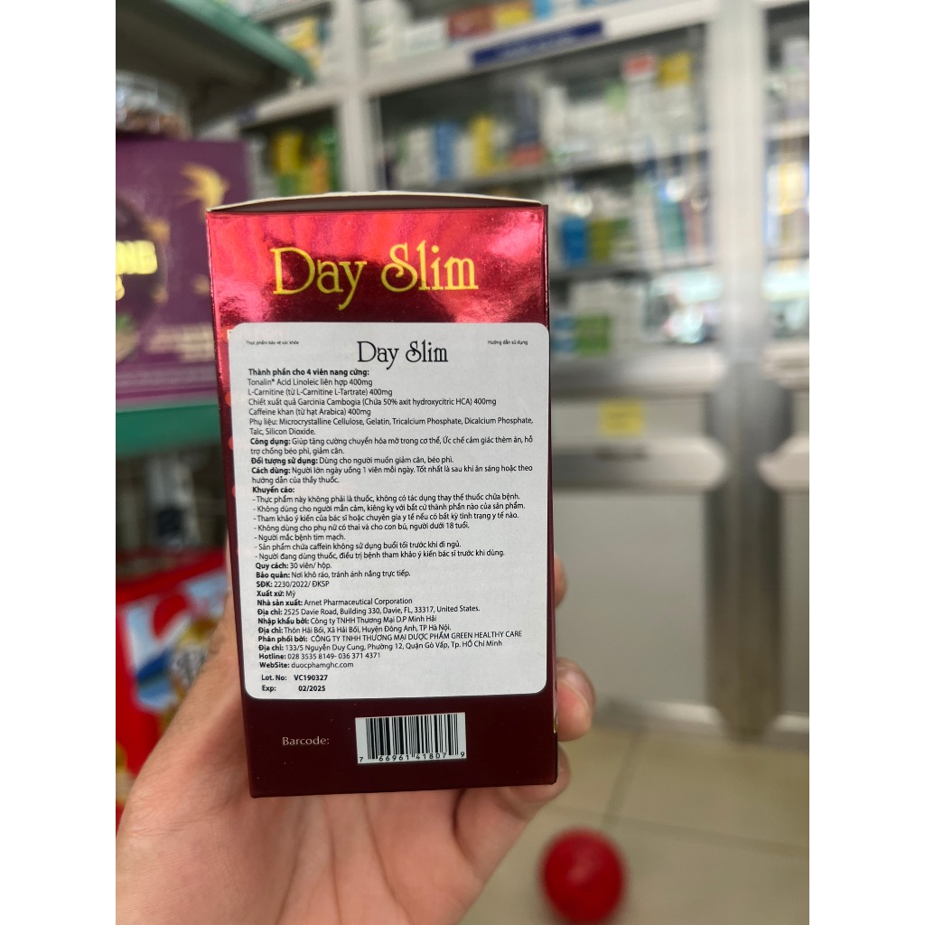 Viên uống giảm cân Day Slim ( hàng chính hãng của Mỹ ) hộp 30 viên