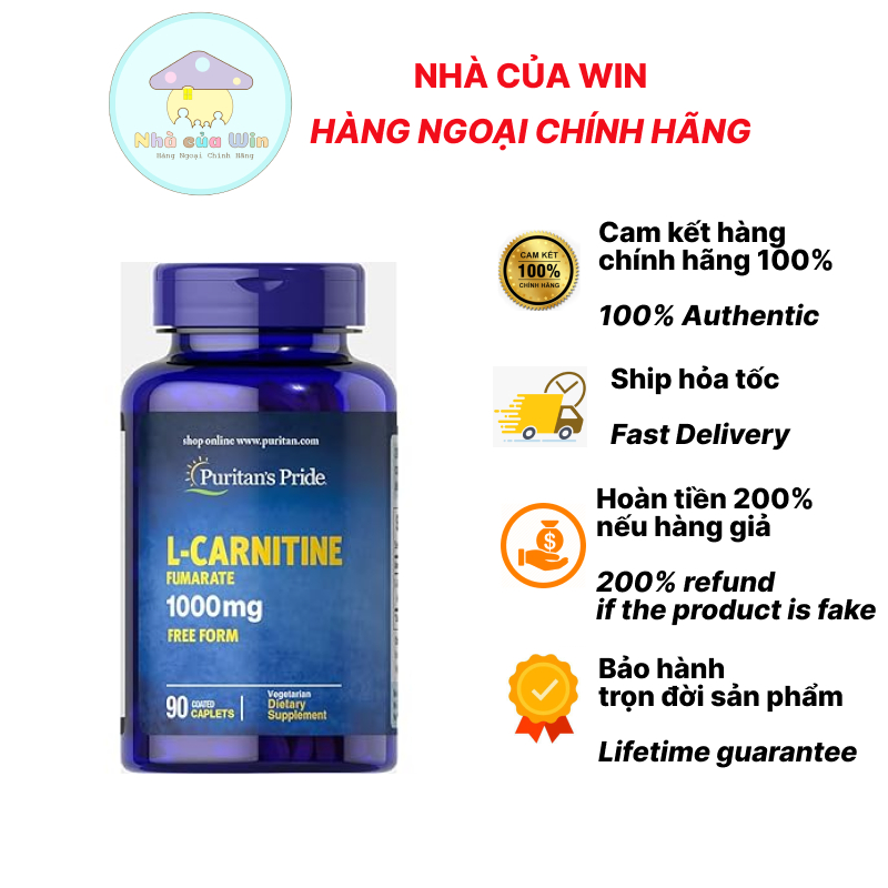 Puritan 's Pride L-Carnitine 1000mg 90 viên của Mỹ