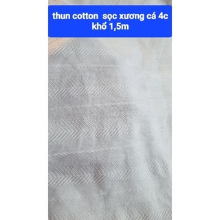 vải thun  trắng (sọc xương cá)