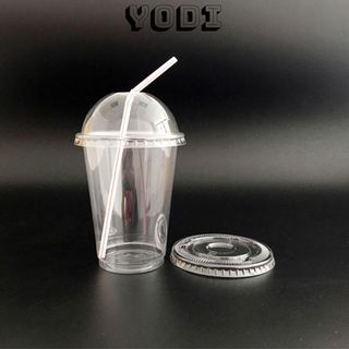Lốc 50 Ly Nhựa Kèm Nắp, Ly Đế Bằng Kèm Nhiều Kiểu Nắp Nhựa, Nhiều Dung Tích 360ML 500ML 650ML