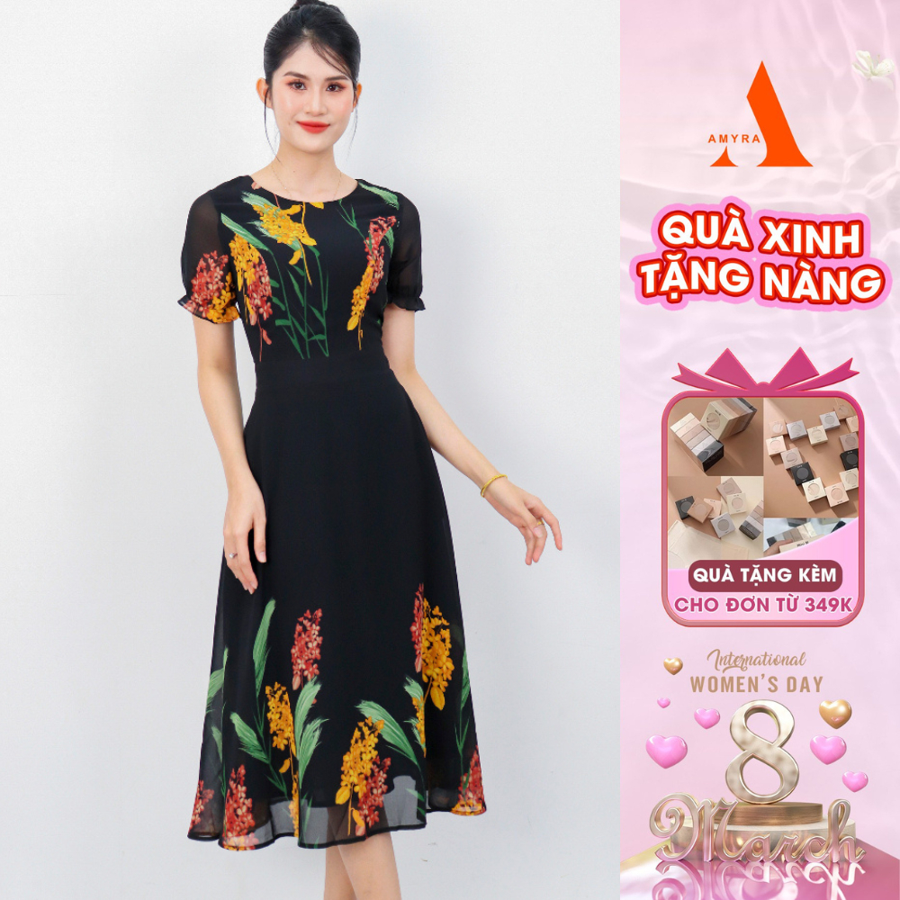 Đầm Trung Niên Voan Dáng Dài Dự Tiệc Sang Trọng Bigsize AMYRA, Thiết Kế Che Khuyết Điểm Cao Cấp Đi Làm,Đầm Cưới DA109
