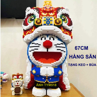 Xếp hình doremon đầu lân cỡ lớn size to 67cm đồ chơi xếp hình nano 3d cho bé chuẩn mẫu