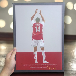 Freeship ⭐️ poster thierry henry - câu nói kèm chữ ký của số 14 - tranh decal dán tường arsenal poster