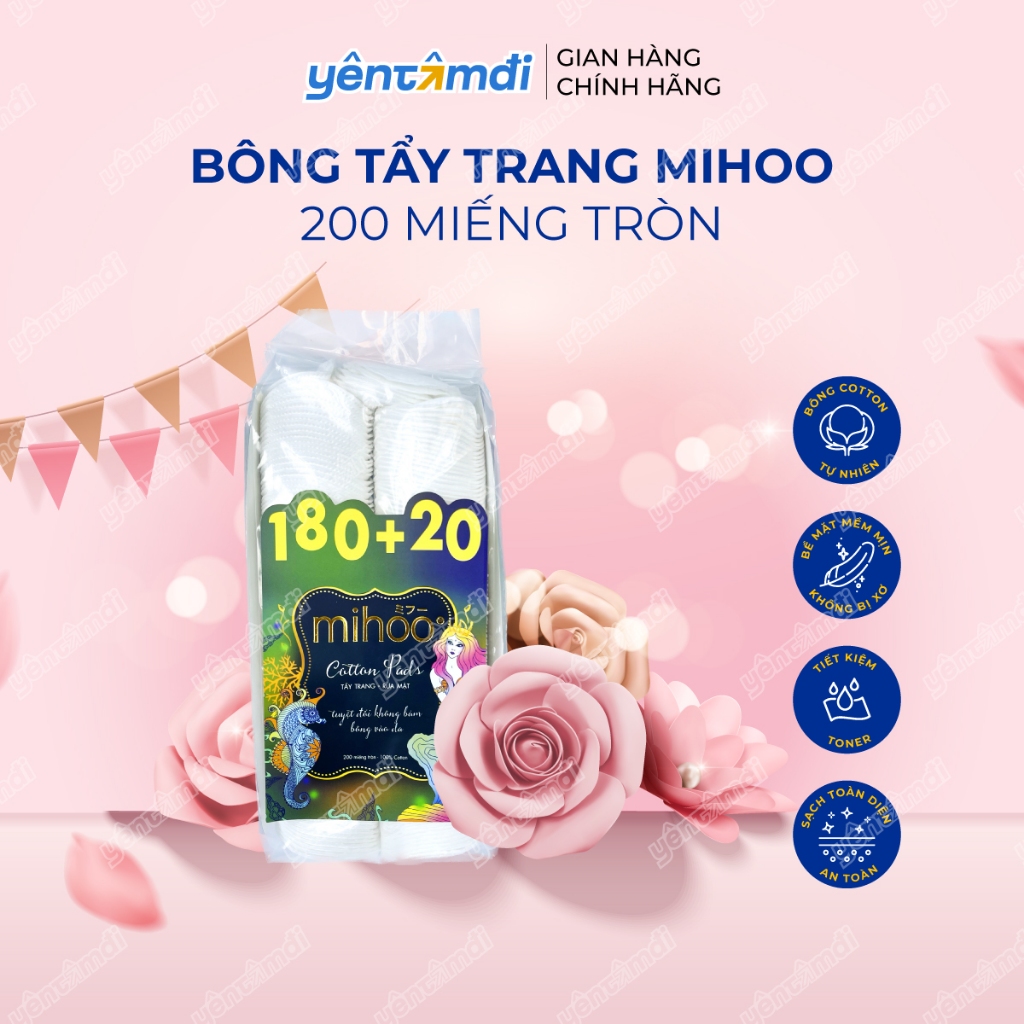 Bông tẩy trang Mihoo 200 miếng tròn