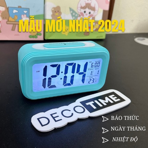 , đồng hồ decor led mini báo thức điện tử trang trí cute nhiều màu, decor bàn học phòng