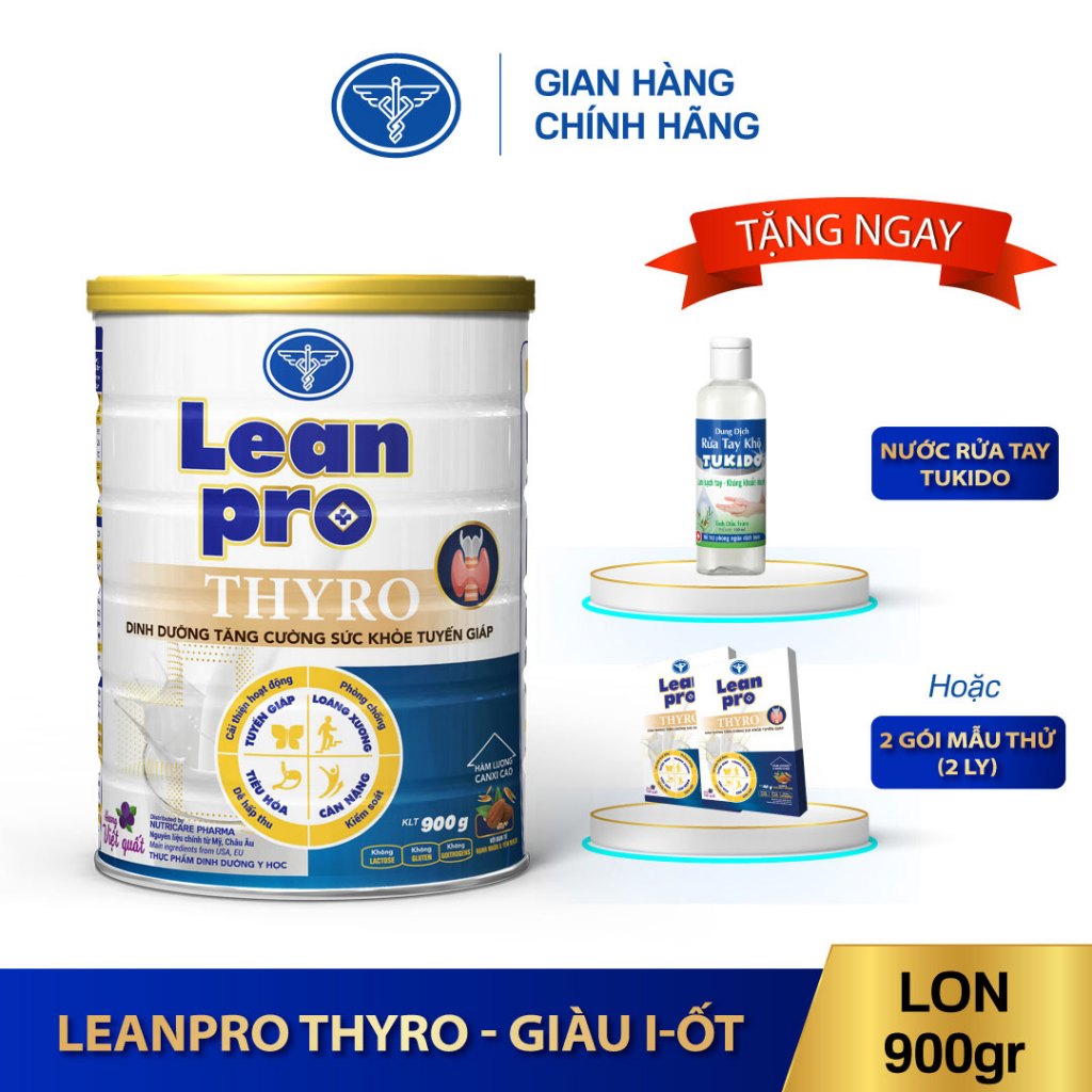 Lon sữa bột Leanpro Thyro hương việt quất 900g - Dinh dưỡng cho bệnh suy giáp, tuyến giáp sau phẫu thuật