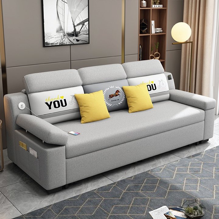 Giường sofa thông minh có hộc chứa đồ bọc vải lạnh mịn nhập khẩu cao cấp-bảo hành 3 năm | BigBuy360 - bigbuy360.vn