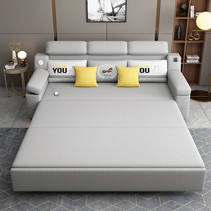 Giường sofa thông minh có hộc chứa đồ bọc vải lạnh mịn nhập khẩu cao cấp-bảo hành 3 năm | BigBuy360 - bigbuy360.vn