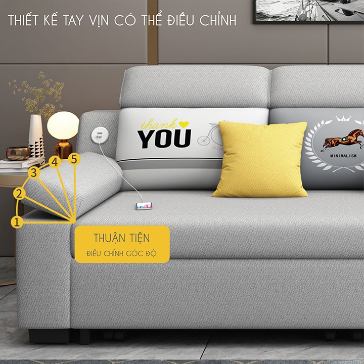 Giường sofa thông minh có hộc chứa đồ bọc vải lạnh mịn nhập khẩu cao cấp-bảo hành 3 năm | BigBuy360 - bigbuy360.vn
