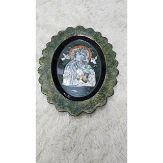 Tranh dĩa sơn mài cẩn ốc chìm đức mẹ maria 30x40 cm . dĩa sơn mài xưa