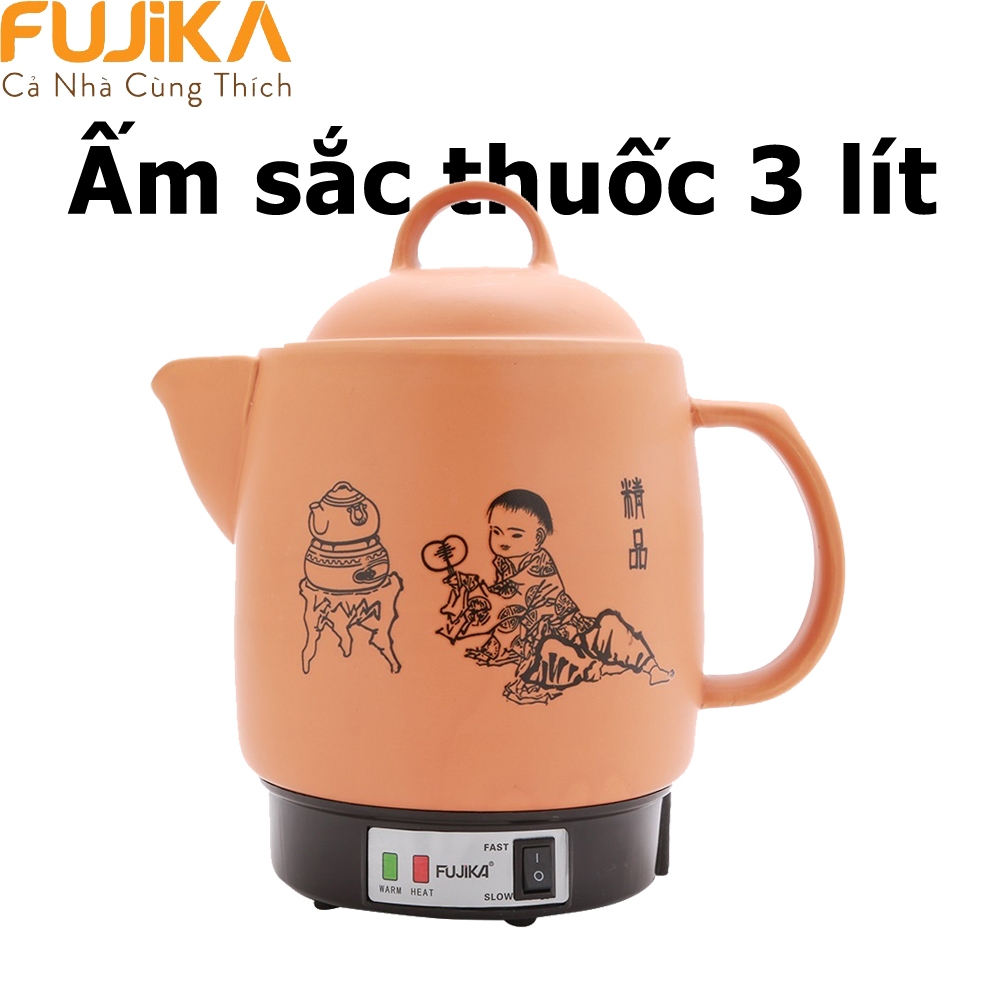 Ấm sắc thuốc FUJIKA-FJ-CK33K7 hình cu tý 3 lít 450w tự ngắt khi còn 1 chén - Bảo hành 12 tháng