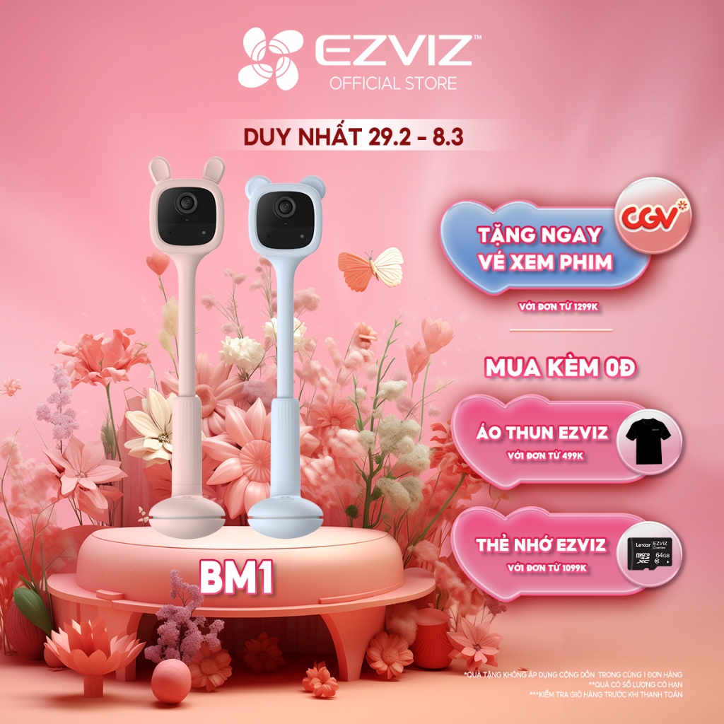 Camera Baby EZVIZ BM1, FHD 1080P, Pin Sạc & Wi-fi, Hồng Ngoại Vô Hình