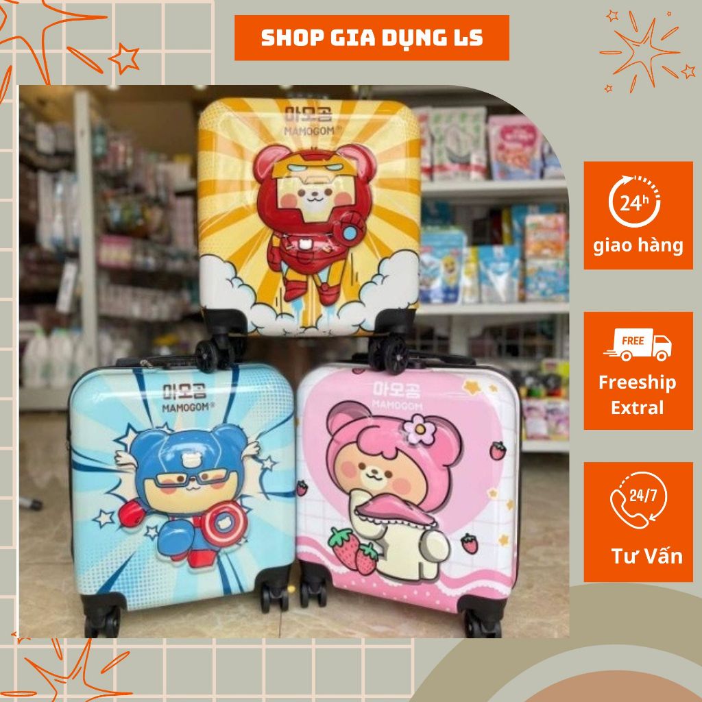 Vali Kéo Size 18 Inch Cho Bé, Vail Gấu Mamogom Siêu Xinh