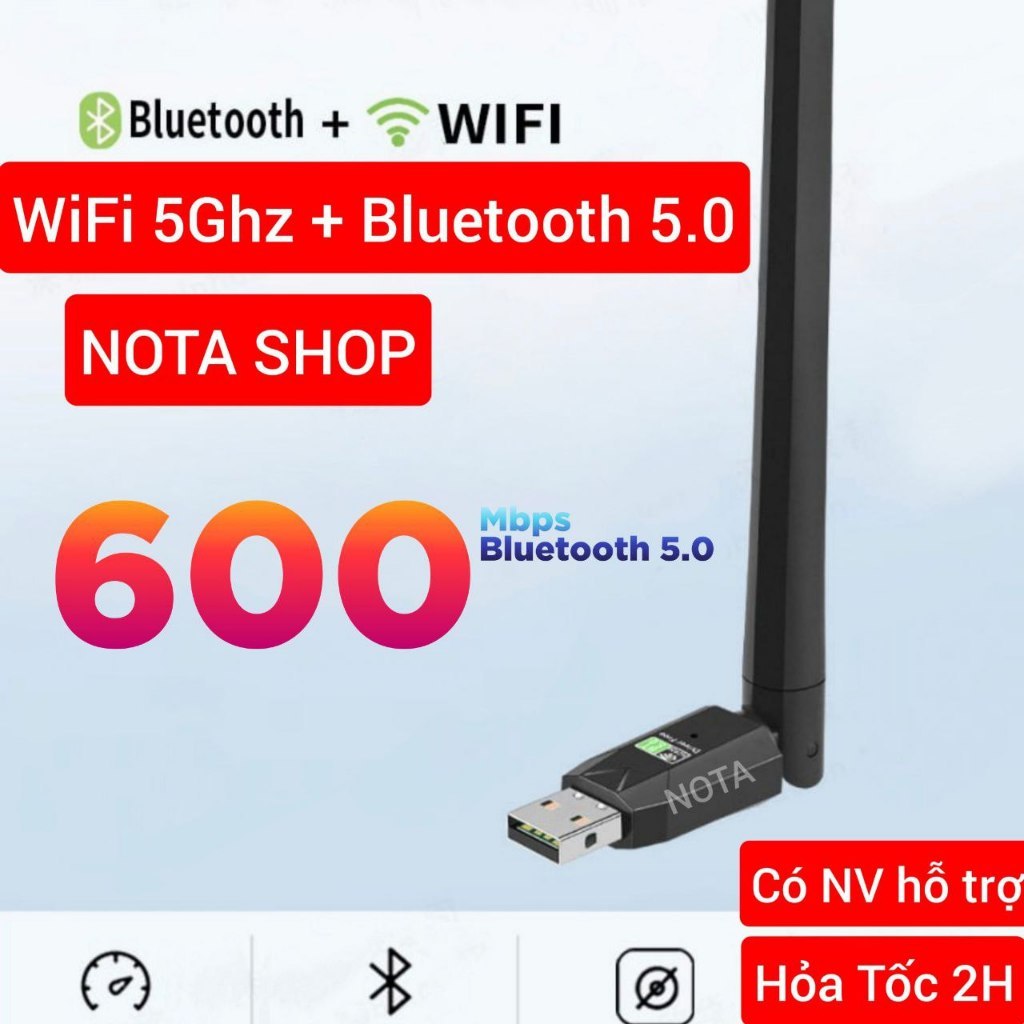 Usb Bluetooth 5.1 và Bluetooth 5.3 và WiFi 5G kết nối Chuột Loa Tai nghe Bàn phím, xài Máy bàn Laptop PC