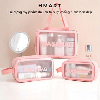 Túi đựng mỹ phẩm Hmart Túi mỹ phẩm đựng đồ trang điểm Washbag đi du lịch tiện lợi trong suốt chống nước siêu dày dặn
