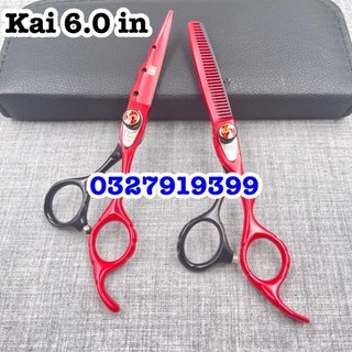 ✅freeship✅ Kéo cắt tỉa tóc cao cấp KAI 6.0 ( Kai đỏ đen )