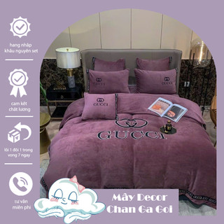 Bộ 6 Món Chăn Ga Gối Nỉ Nhung Thêu T.h.ư.ơ.n.g H.i.ệ.u 6 Món Cao Cấp