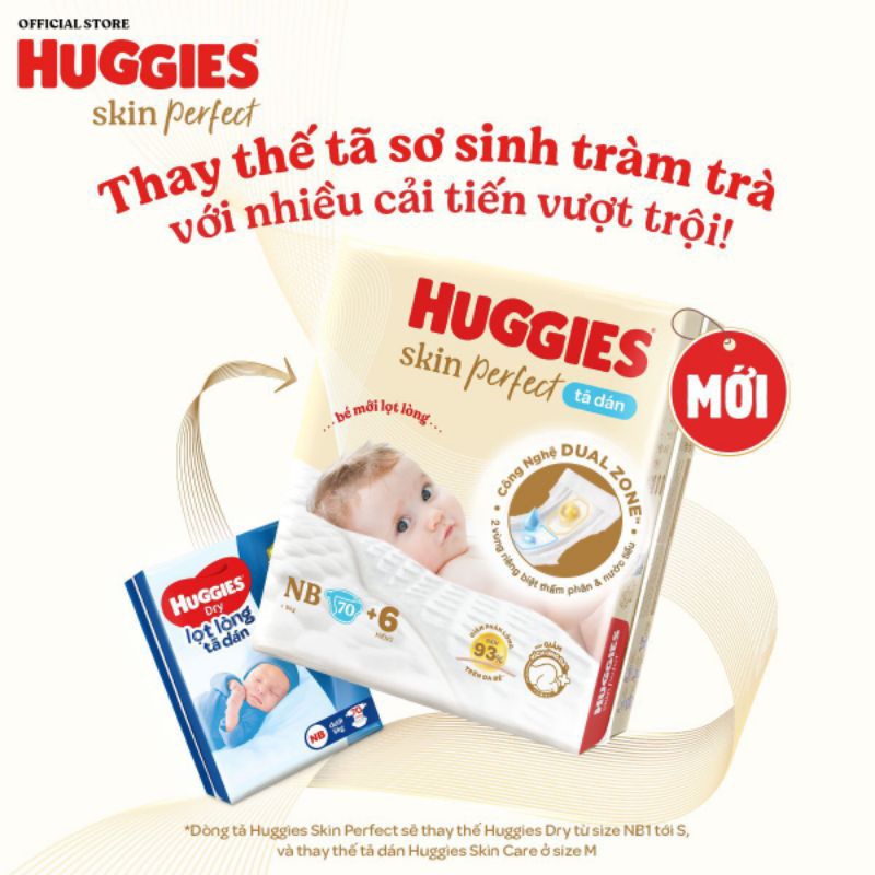 TÃ DÁN HUGGIES SKIN PERFECT CÁC SIZE NB76 S82 M79