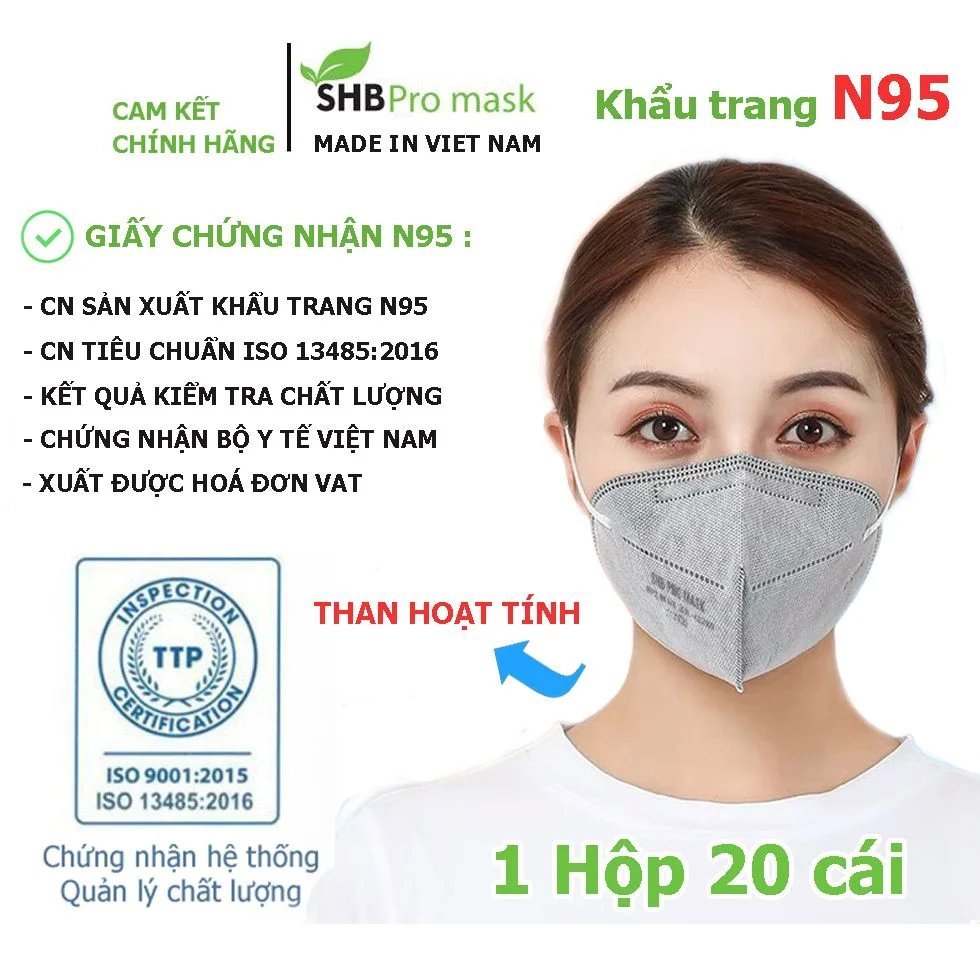 Khẩu trang SHB Pro Mask N95 màu xám