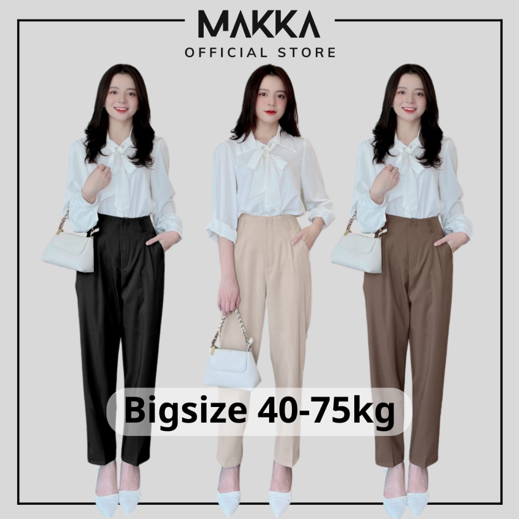 Quần baggy nữ MAKKA baggy cạp liền chất tuyết mưa phong cách trẻ trung cá tính quần công sở hot trend 8337