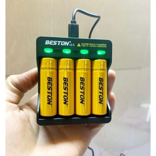 Pin sạc AA 3500mWh 1.5V Beston & bộ sạc pin BST-M7011 sạc nhanh, tự ngắt dùng cho micro không dây, flash máy ảnh
