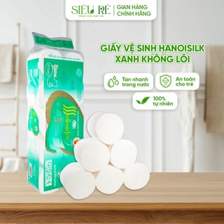 Giấy vệ sinh Hà Nội SILK giấy đa năng RM không lõi 3 lớp màu xanh tan nhanh trong nước bịch 10 cuộn GL05