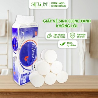 Combo 5 bịch giấy vệ sinh Elene giấy đa năng RM không lõi 3 lớp màu xanh, hàng chất lượng cao10 cuộn
