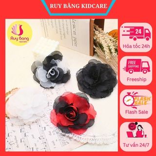 Hoa cài áo handmade - Hoa hồng voan