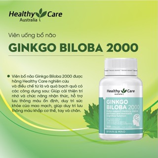 Bổ não Healthy Care Ginkgo Biloba 100 viên, giúp cải thiện trí não