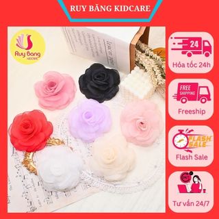 Hoa cài áo hanmade - Cài áo hoa trà voan 10cm