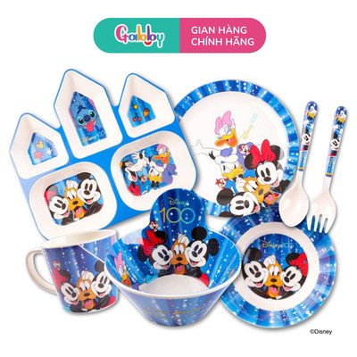 Dụng Cụ Ăn Dặm Gabby Khay, Bát, Cốc, Muỗng, Nĩa Melamine Hình Nhân Vật Chuột MickeyĐáng Yêu Cho Bé