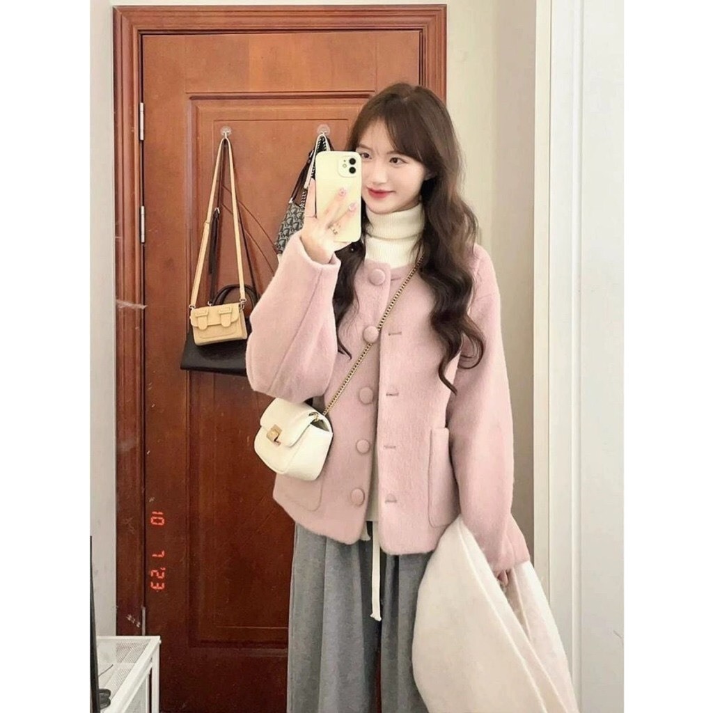 Áo khoác len nữ, áo cardigan nữ dáng rộng kẻ ngang to dễ thương EMOLY.VN - 220