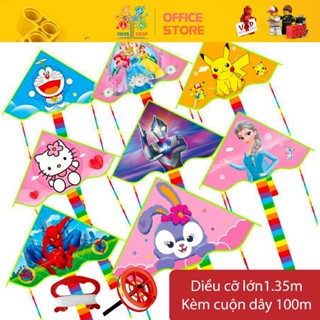  Diều Thả Cỡ Lớn Cạnh Cong 1.35m Nhiều Họa Tiết Hoạt Hình Siêu Nhân Công Chúa Kèm Cuộn Dây Thả 100m 