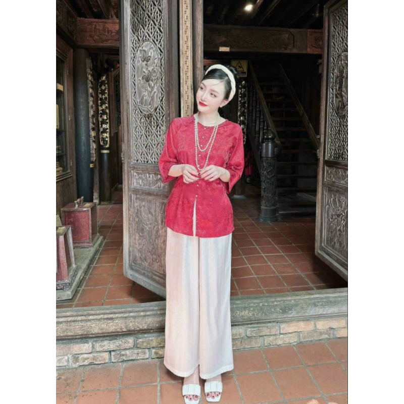 Bộ lam, bà ba lễ chùa chất liệu gấm