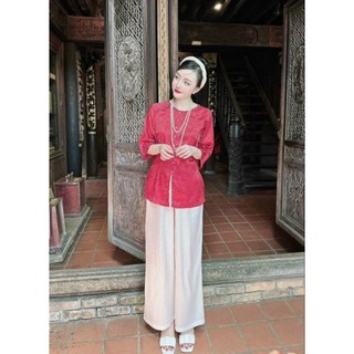 Bộ lam, bà ba lễ chùa chất liệu gấm