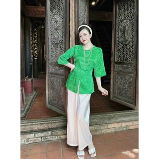 Bộ lam, bà ba lễ chùa chất liệu gấm