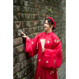  Áo ngũ thân ,áo tấc tay thụng nữ vải tơ thêu mới siêu dẹp 