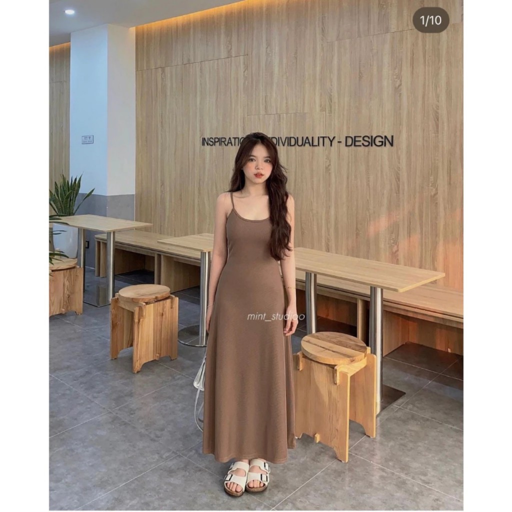 Váy 2 dây chất thun tăm ôm dáng dành cho nữ - Retrostyle - VayHAIDAy255/P0K32