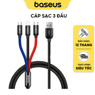 Cáp sạc 3 trong 1 Baseus 3 đầu kết nối đa năng Dây bọc dù cho điện thoại và máy tính bảng